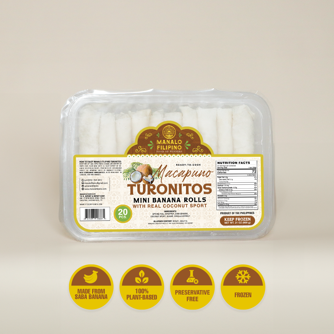 Frozen Macapuno Turonitos (Mini Banana Rolls - Coconut Sport Flavor) | Ready-to-Cook | 20 pcs.