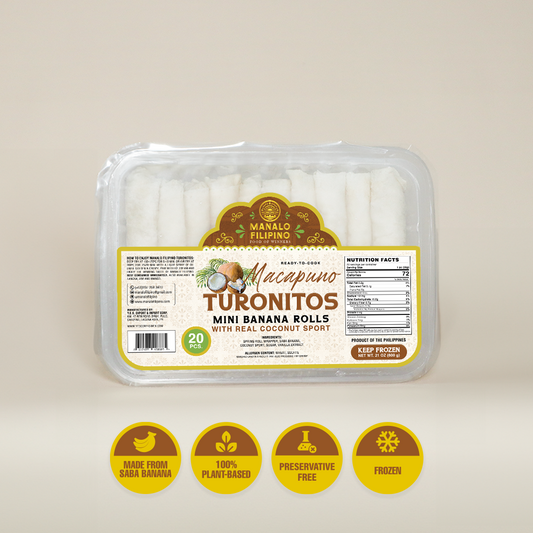 Frozen Macapuno Turonitos (Mini Banana Rolls - Coconut Sport Flavor) | Ready-to-Cook | 20 pcs.