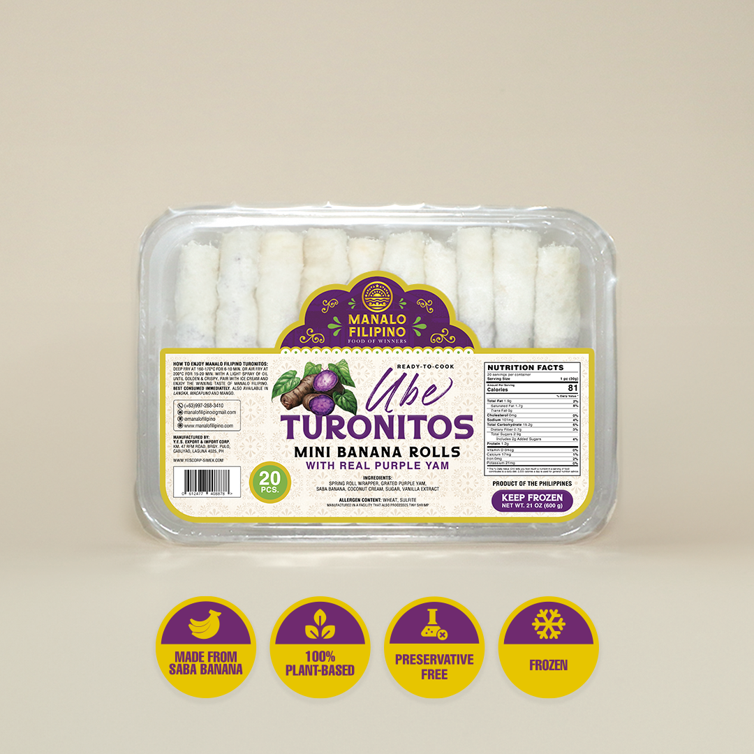 Frozen Ube Turonitos (Mini Banana Rolls - Purple Yam Flavor) | Ready-to-Cook | 20 pcs.